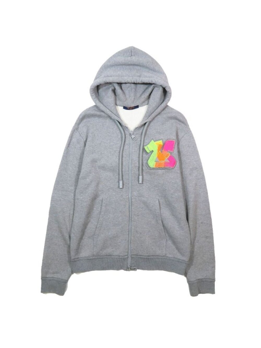 Louis Vuitton Graffiti Embroidered Zip Hoodie Sweatshirt Gray